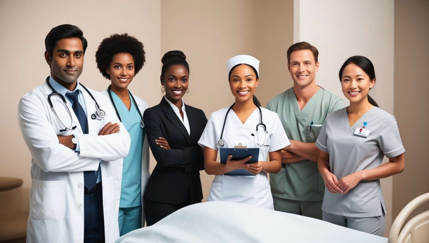 Doctors and Nurses near bedside of patiient