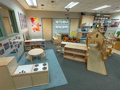 indoor classroom with climber